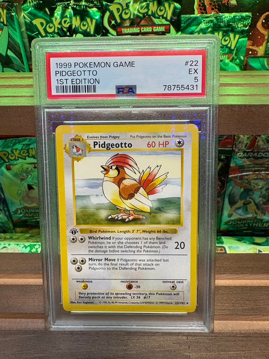 PSA 5 1st Edition Shadowless Pidgeotto #22 (1999)