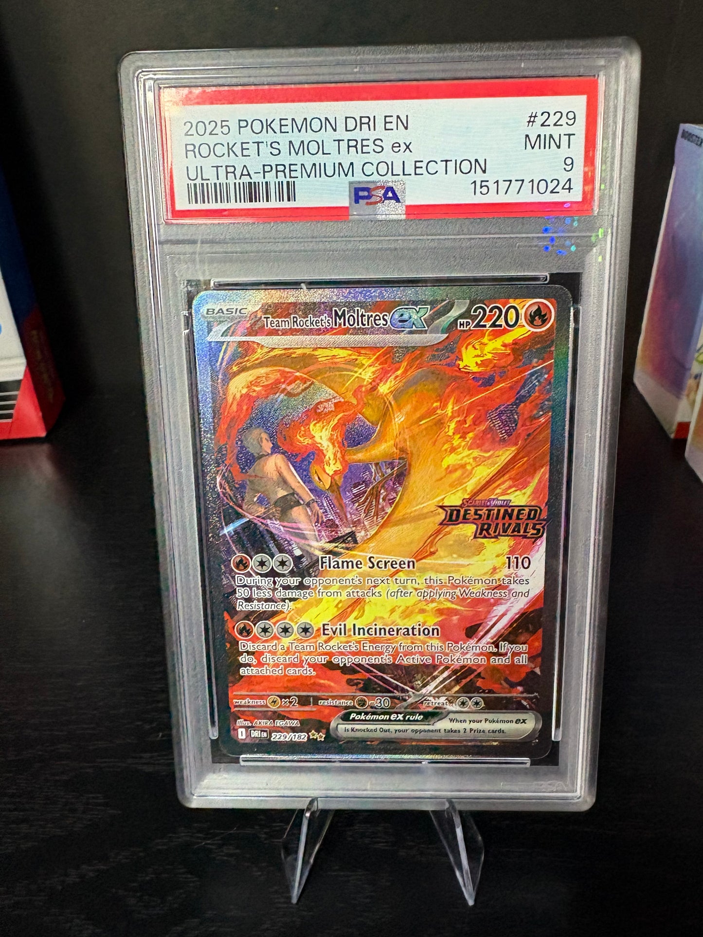 PSA 9 Team Rockets Moltres EX Stamped #229